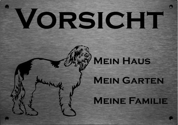 Edelstahl Warnschild Spinone Italiano VORSICHT Hier wache ich!